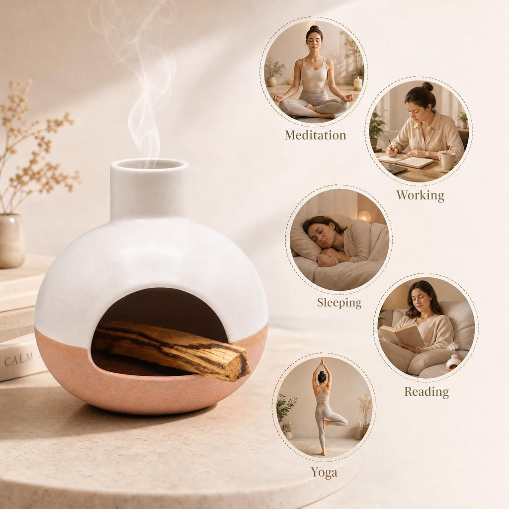 Palo Santo Holder, Mini Chiminea Ceramic Incense Burner