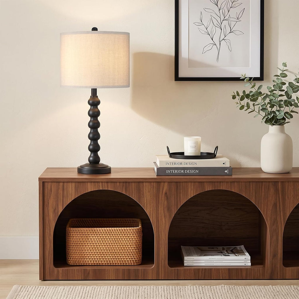 Lovlast 27" Farmhouse Modern Black Table Lamps for Living Room Bedroom