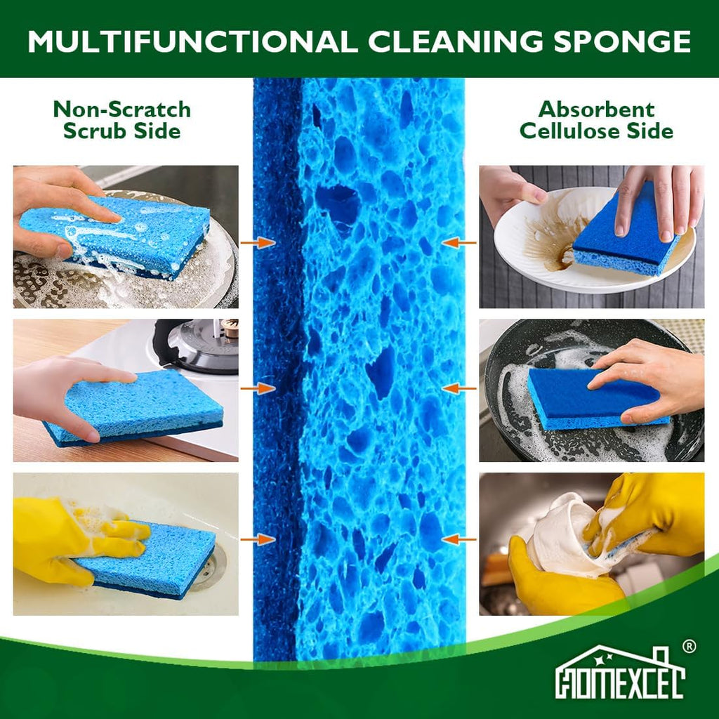 HOMEXCEL Extra Large Sponges Kitchen 6PK, Non-Scratch Sponge for Cleaning