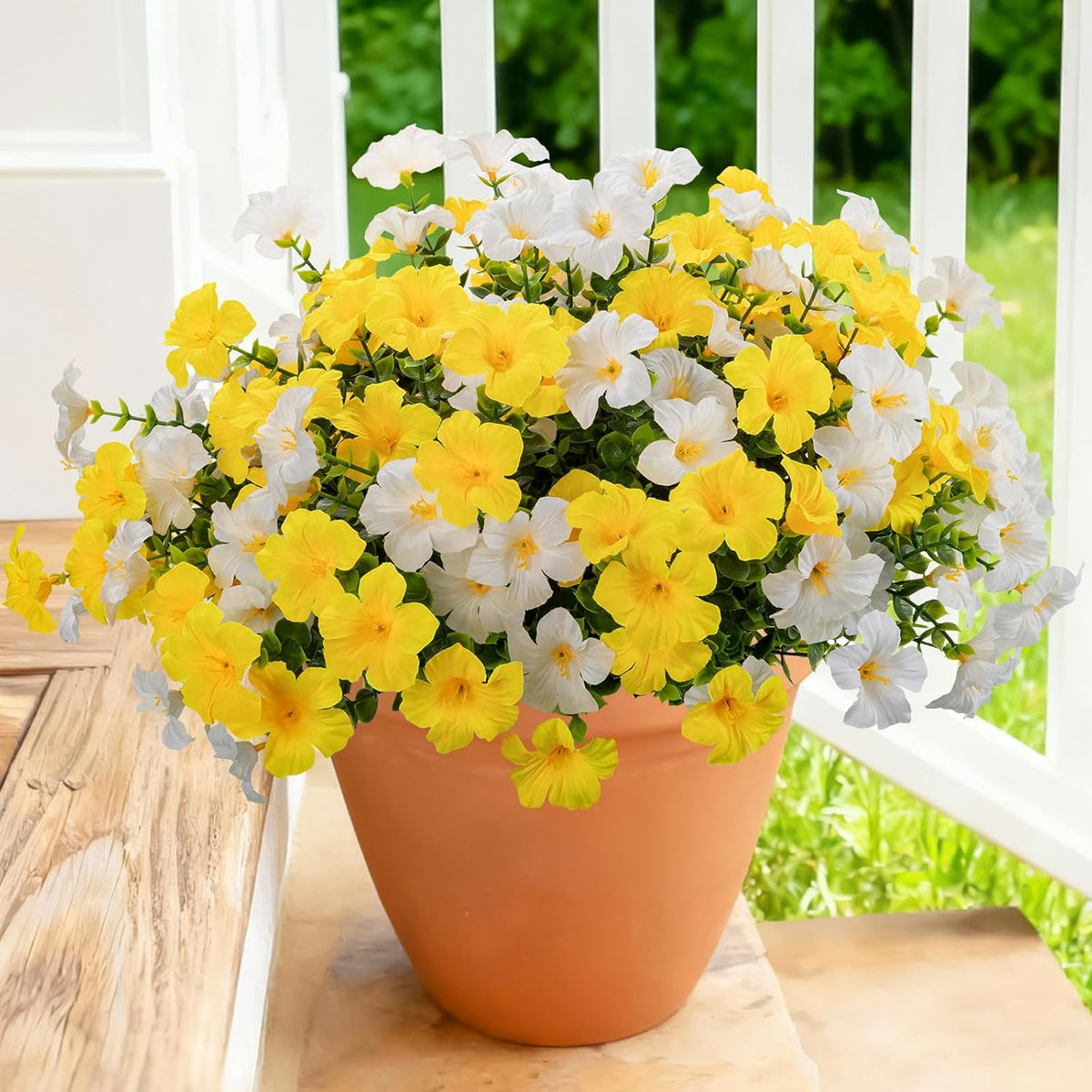 12 Bundles Artificial Flowers for Outdoors UV Resistant Fake Morning Glory