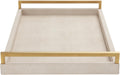 Ivory Shagreen Leather Serving Tray with Gold Handles-17.7x11.8 Inch Large Wooden Decorative Ottoman Tray fro Coffee Table, Kitchen, Dining, and Home Decor (Ivory)