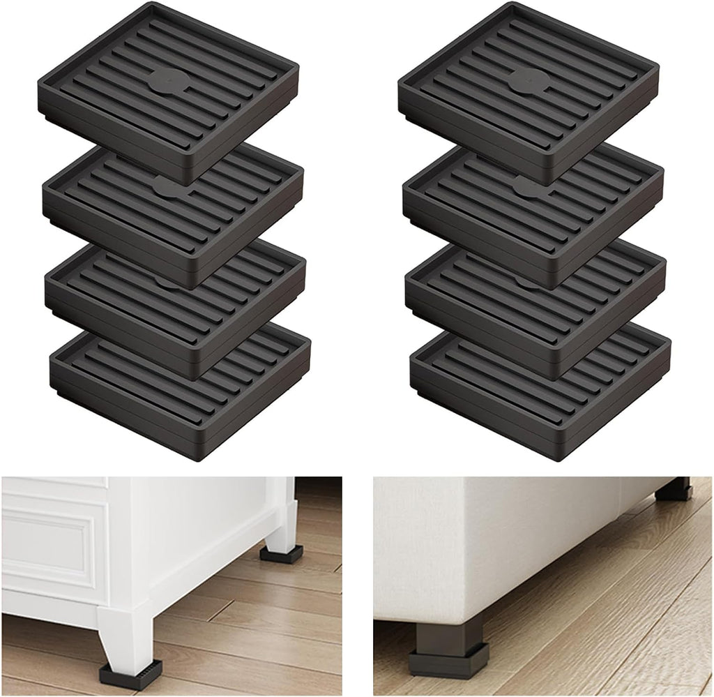 Bed Risers Heavy Duty, Set of 8, Stackable Square Furniture Risers, Black