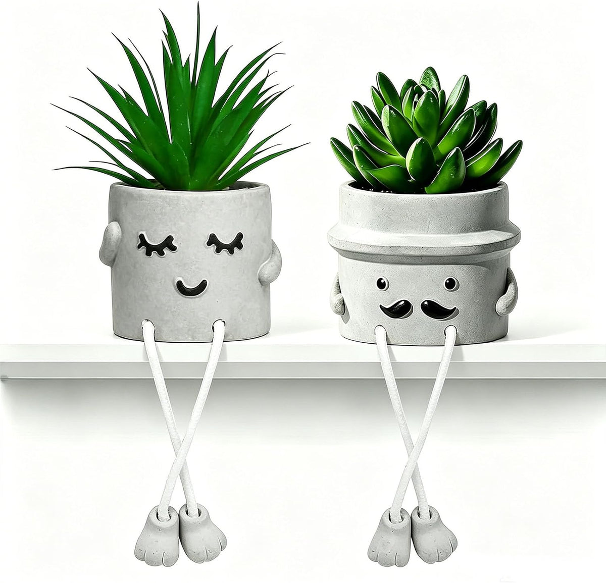 Fake Plant Artificial Succulent Plant with Mini Pot Tiny Decor Plant for Indoor Bathroom Windowsill Kitchen Office Desk Shelf Accessories 2PCS