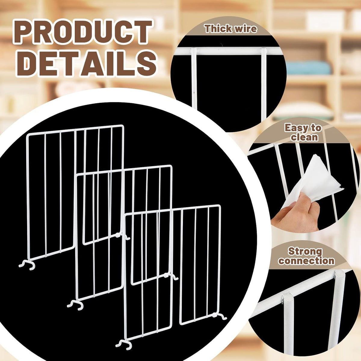 Amylove 12 Pcs Wire Shelf Dividers for Closet Organization, 10.6 x 12 Inch