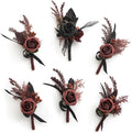 Ling's Moment Boutonniere for Men Wedding,Set of 6 , Groom and Groomsmen Boutonniere for Wedding Homecoming Halloween Ceremony Anniversary, Dinner Party, Prom Flowers and Fall Vintage Wedding