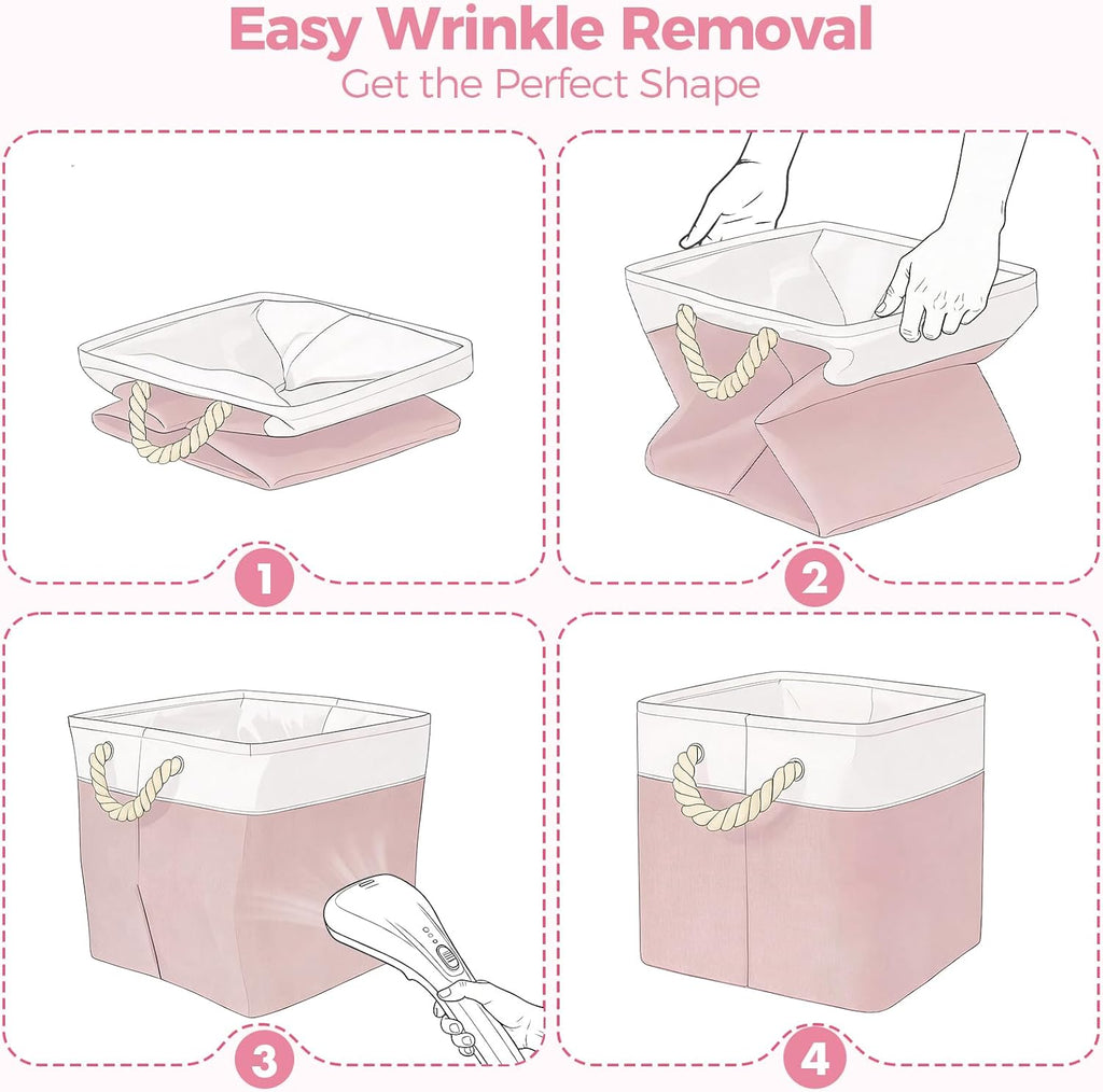 Livole 11x11 Cube Storage Bins Fabric Storage Bins with Rope Handles