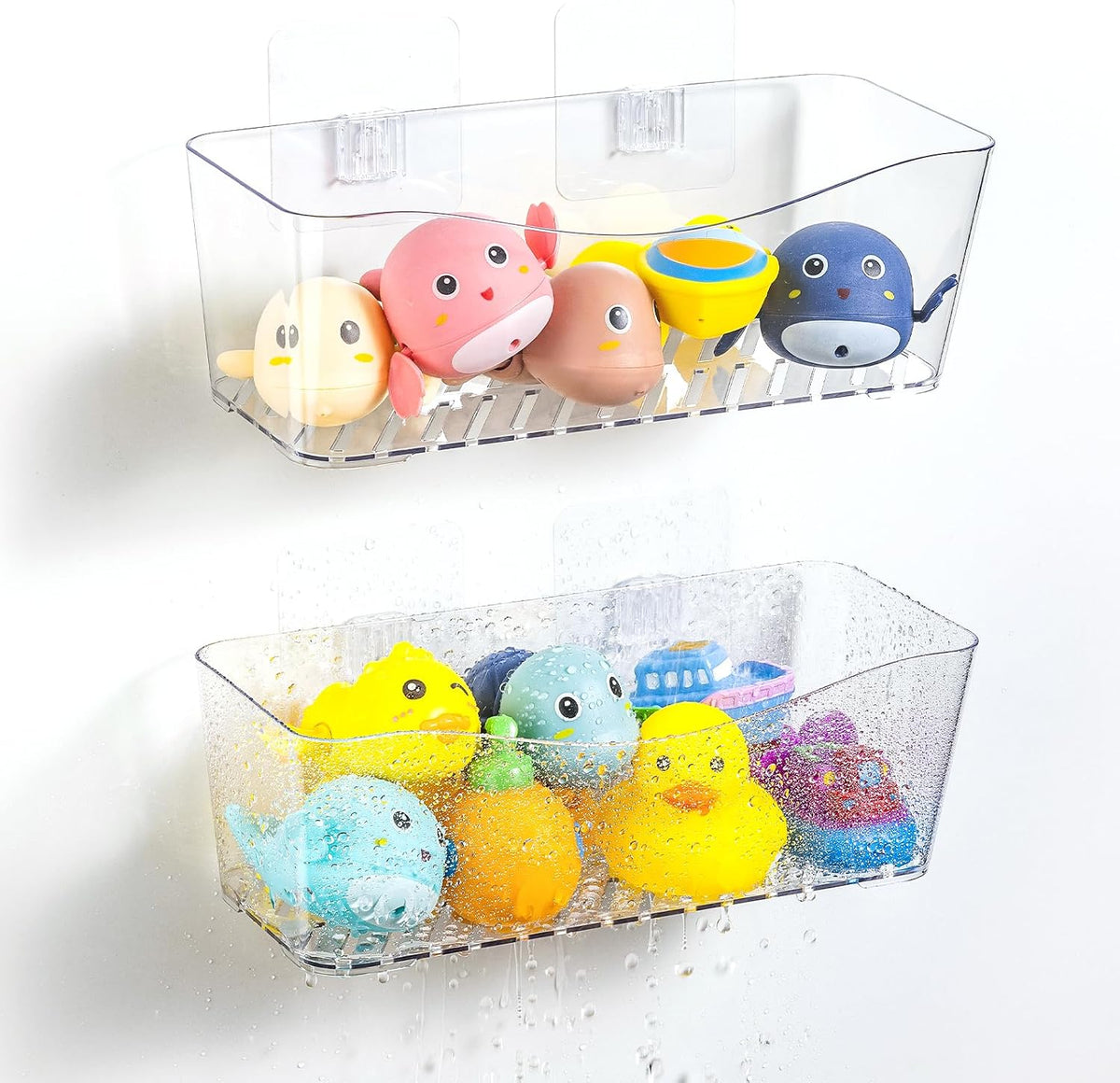 MIUKAA 2 Pack Bath Toy Storage Holder, Clear Bath Toy Organizer (2 US Gal)