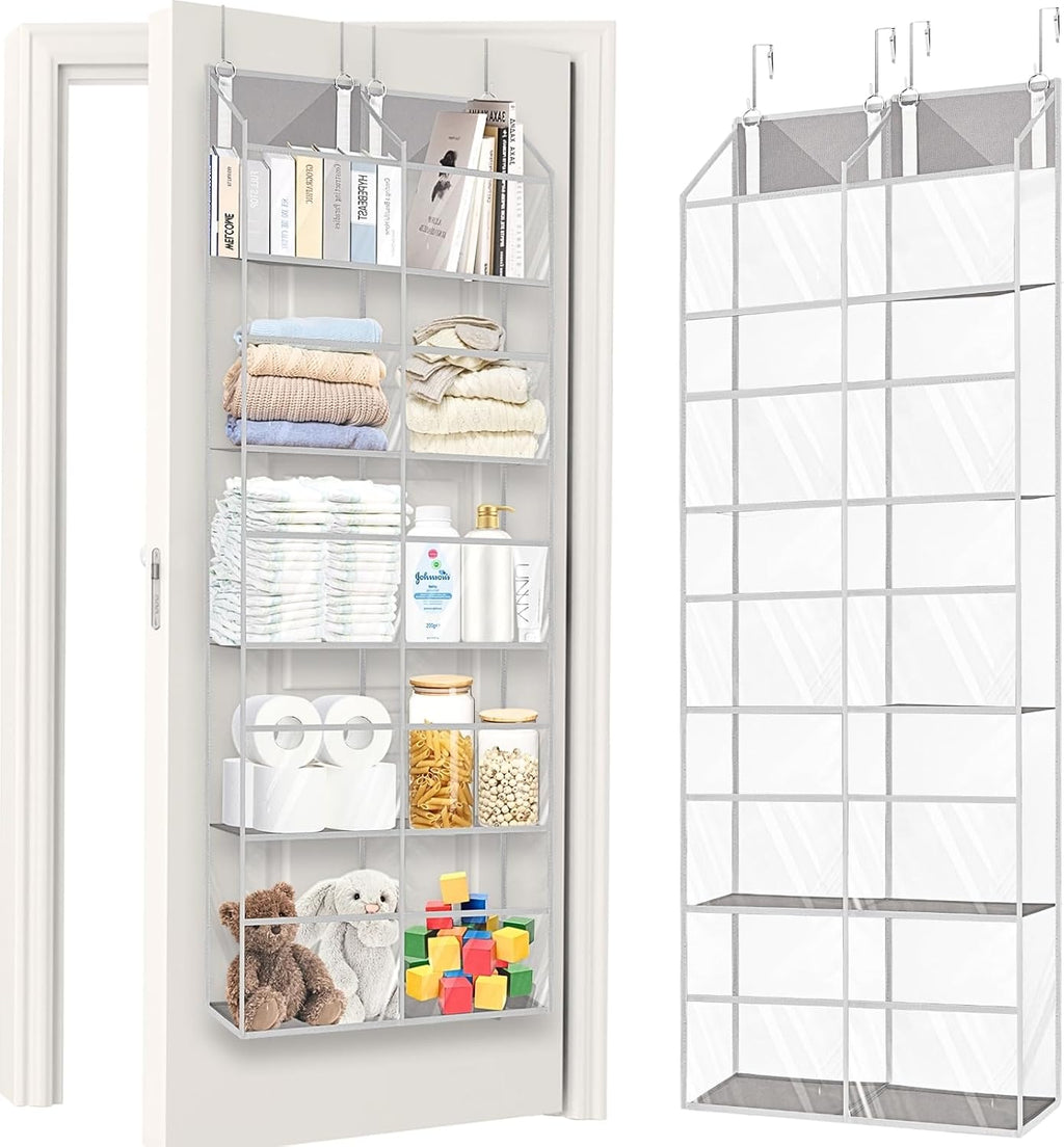 Ofiray-home Over the Door Organizer 5 Tiers,Extra Large Behind Door Storage of 10 Compartments,50 lbs Weight Capacity Over the Door Storage, Clear Door Hanging Organizer for Closet, Diaper Organizer