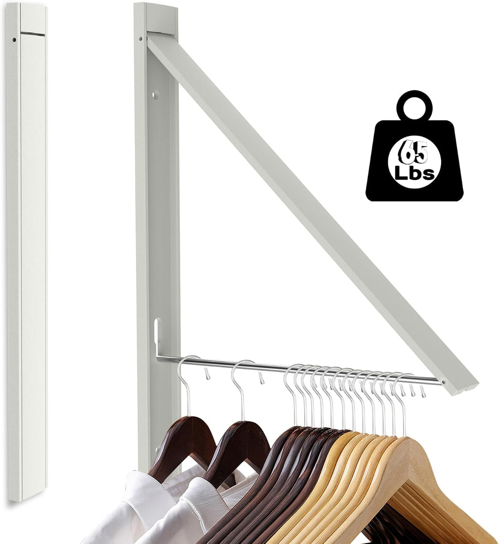 Foldable Wall Mount Drying Rack, 65lb, Space Saving White