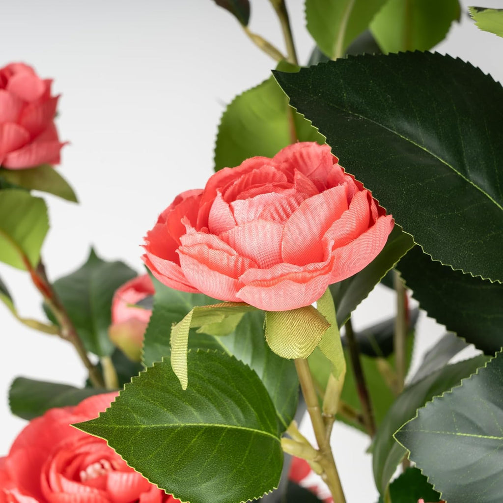 Romantic Season 2Pack Artificial Camellia Tree 3FT, Pink Faux Camellia Plant Fake Potted Camellia Flower Tree Plastic Camellia Tree for Modern Home Office Living Room Floor Décor Indoor