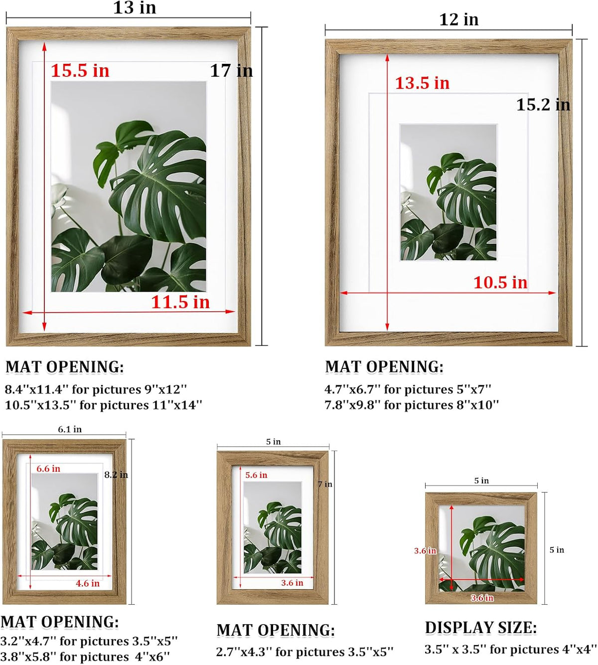 Egofine Picture Frame Set - 10 Assorted Sizes, Collage Wall Decor with 12x16, 11x14, 5x7, 4x6, 4x4 Frames for Wall & Tabletop, Solid Wood, Plexiglass Cover, Carbonized Brown