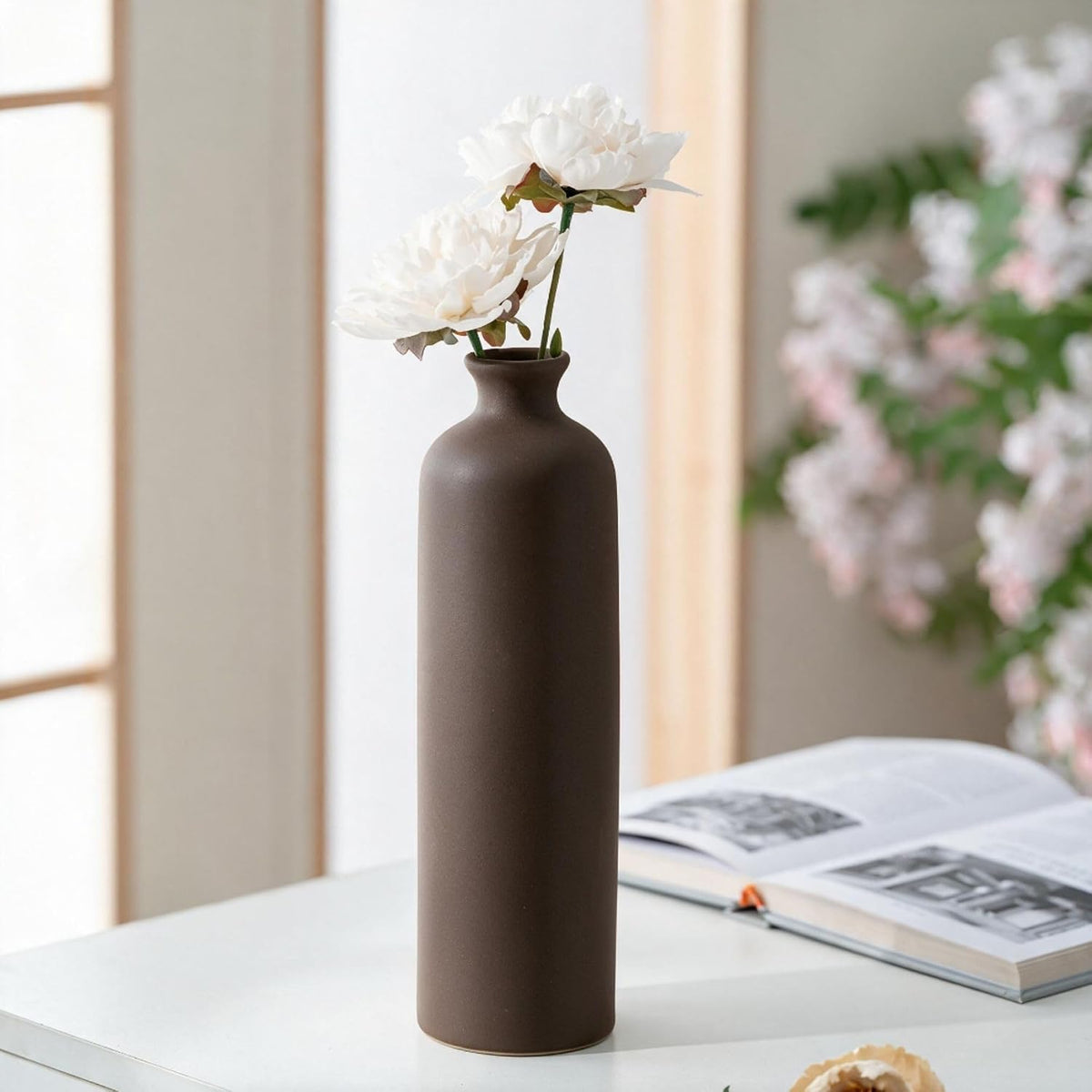 Small Ceramic Vase Set of 4,Modern Boho Farmhouse Flowers Vases