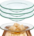 Patelai 3 Pieces Replacement Wax Warmer Dish, 4.5 Inches Round Glass Plate