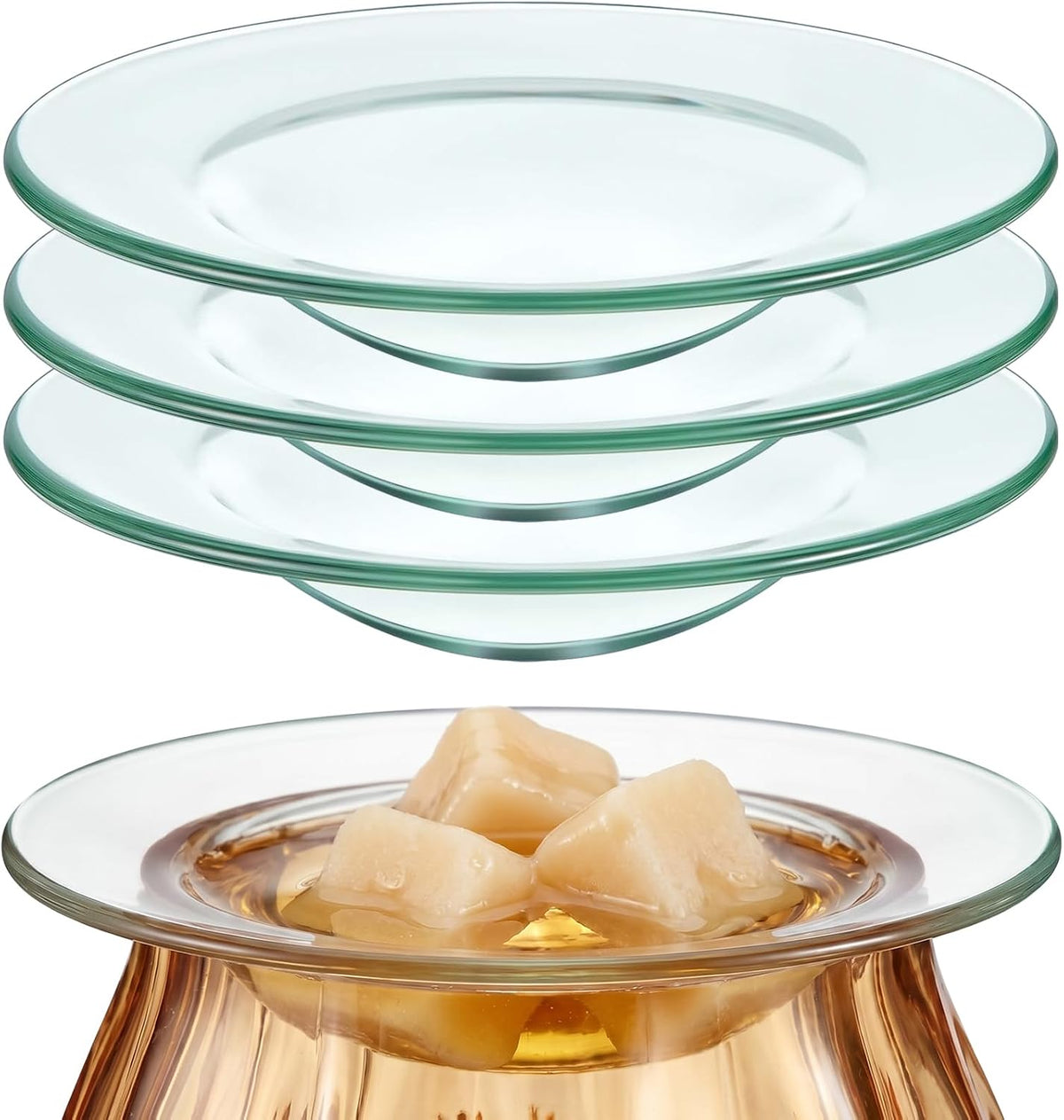 Patelai 3 Pieces Replacement Wax Warmer Dish, 4.5 Inches Round Glass Plate