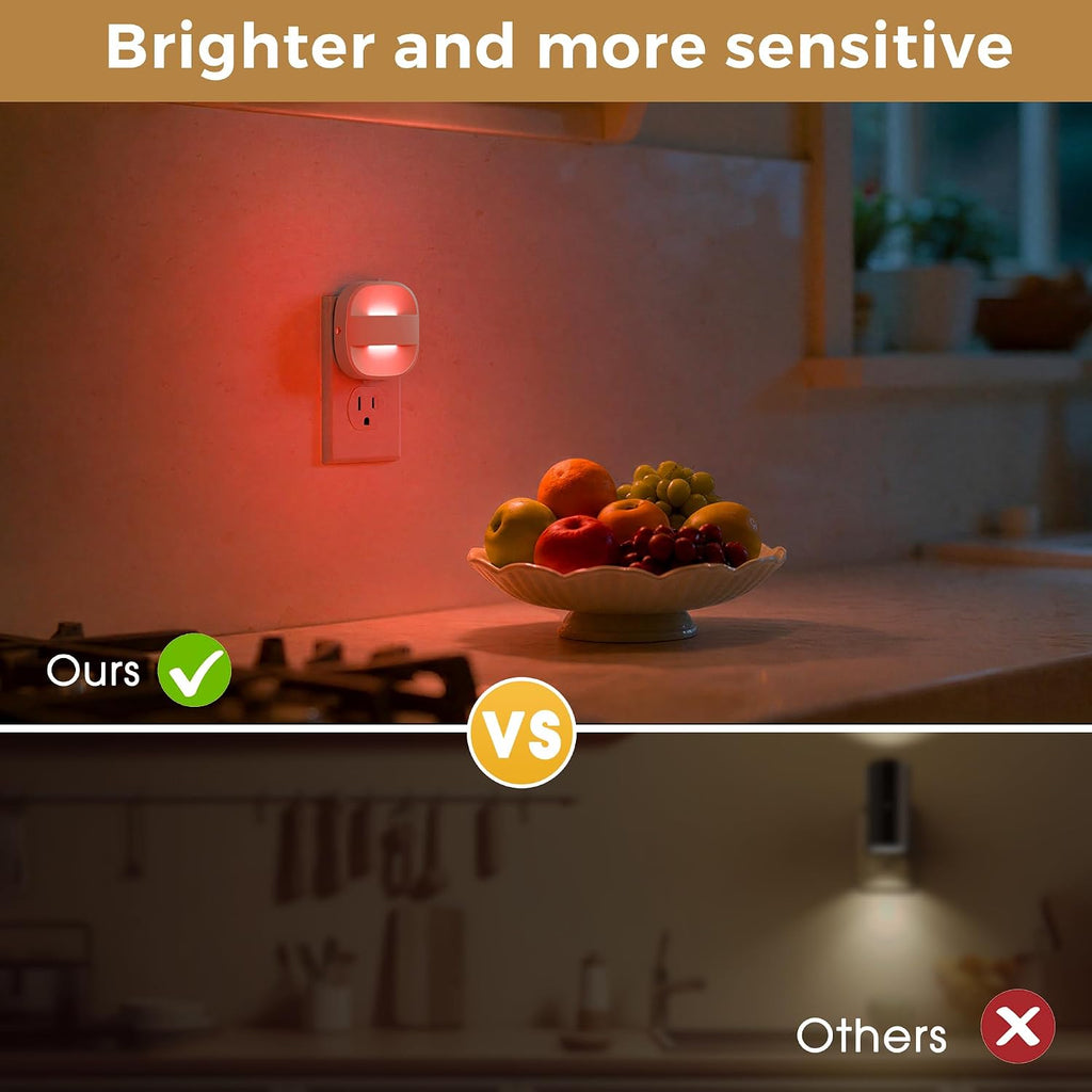 L LOHAS LED Red Night Light, Dusk to Dawn Sensor Nightlight 2 Pack