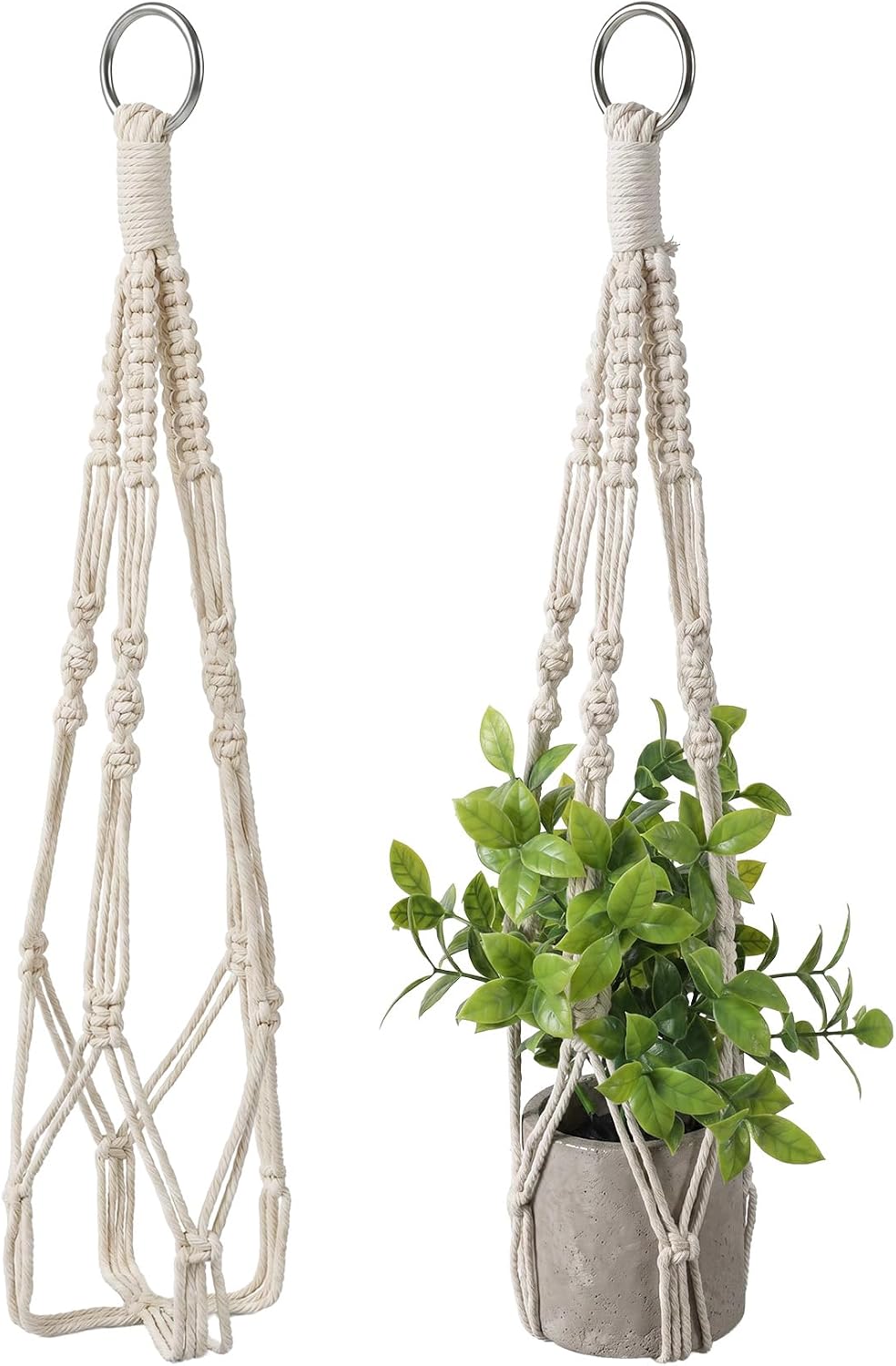 2 Pack Macrame Plant Hanger, Small Macrame Plant Hangers with Hooks