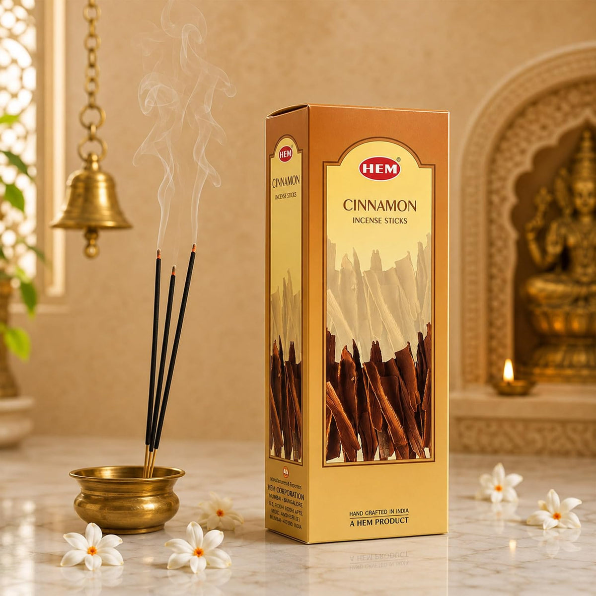 Hem Cinnamon Incense Sticks (120 Sticks, 6 Boxes Inside) - 9 Inches Long, 20g per Box - Perfect for Meditation, Rituals,Cleansing & Yoga.