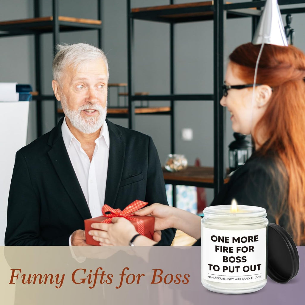 Funny Boss Gifts for Women, Bosses Day Gifts for Women, Boss Lady Gift for Woman, Best Boss Birthday Present - Lavender & Woods Scented Candle 7oz