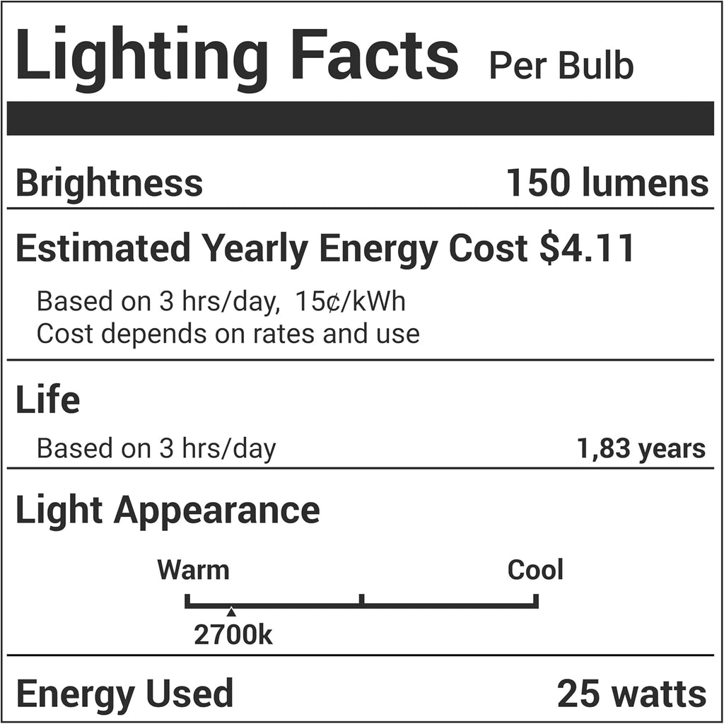 BlueStars E12 T20 25W Incandescent Bulbs Salt Lamp 120V 2700K Warm White