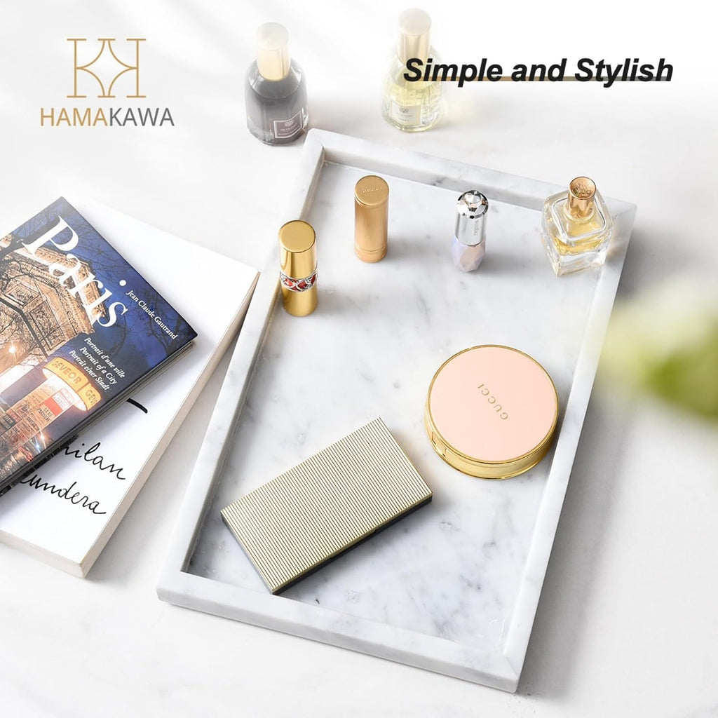 Italian White Marble Vanity Tray，Real Natural Bathroom Tray