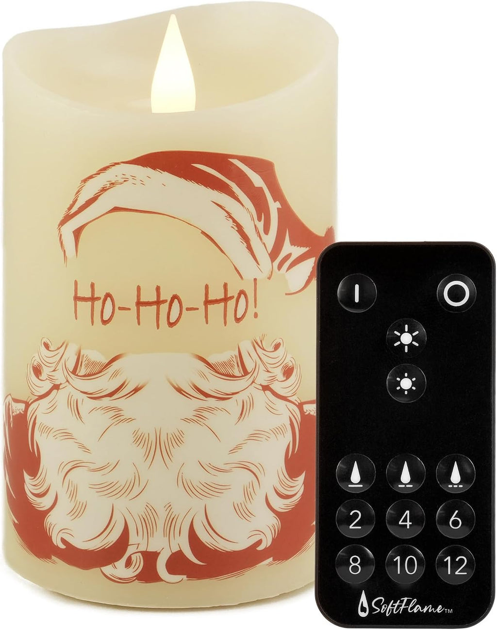 Christmas Flameless Candles with Remote Control, 3"x 5"Battery Operated Flickering 3D Wick Real Wax Pillar Santa Claus Candle