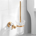 Wall Mounted Toilet Brush and Holder Set, Clear Bowl, 14 in (Gold Crystal)