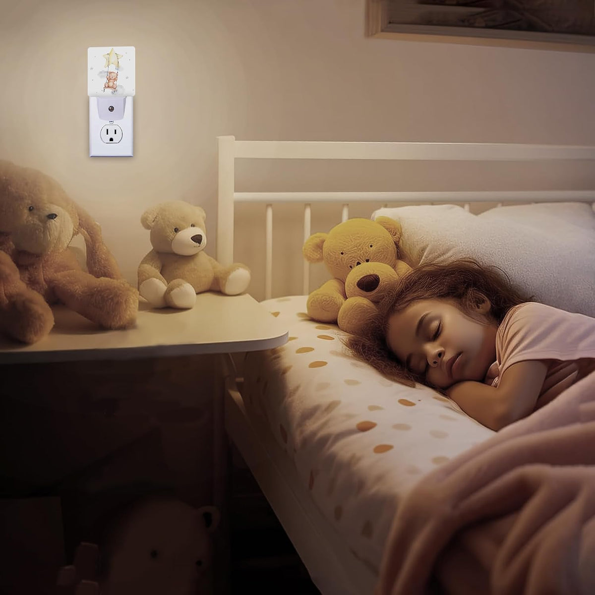 Teddy Bear Night Light, Cute Night Light Plug into Wall with Dusk to Dawn Sensor, LED Lamp Energy Saving Lights for Men Women Boys Girls,Lamp for Bedroom Bathroom Hallway