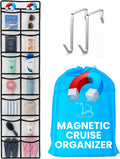 Magnetic Cruise Organizer 14 Pockets, 61" x 11,4" With Pocket Size 7" x 5,3" - Over The Door Organizer For Cruise Ships, Magnetic + Hook Mount, Large Durable Pockets for Cruise Essentials 2026