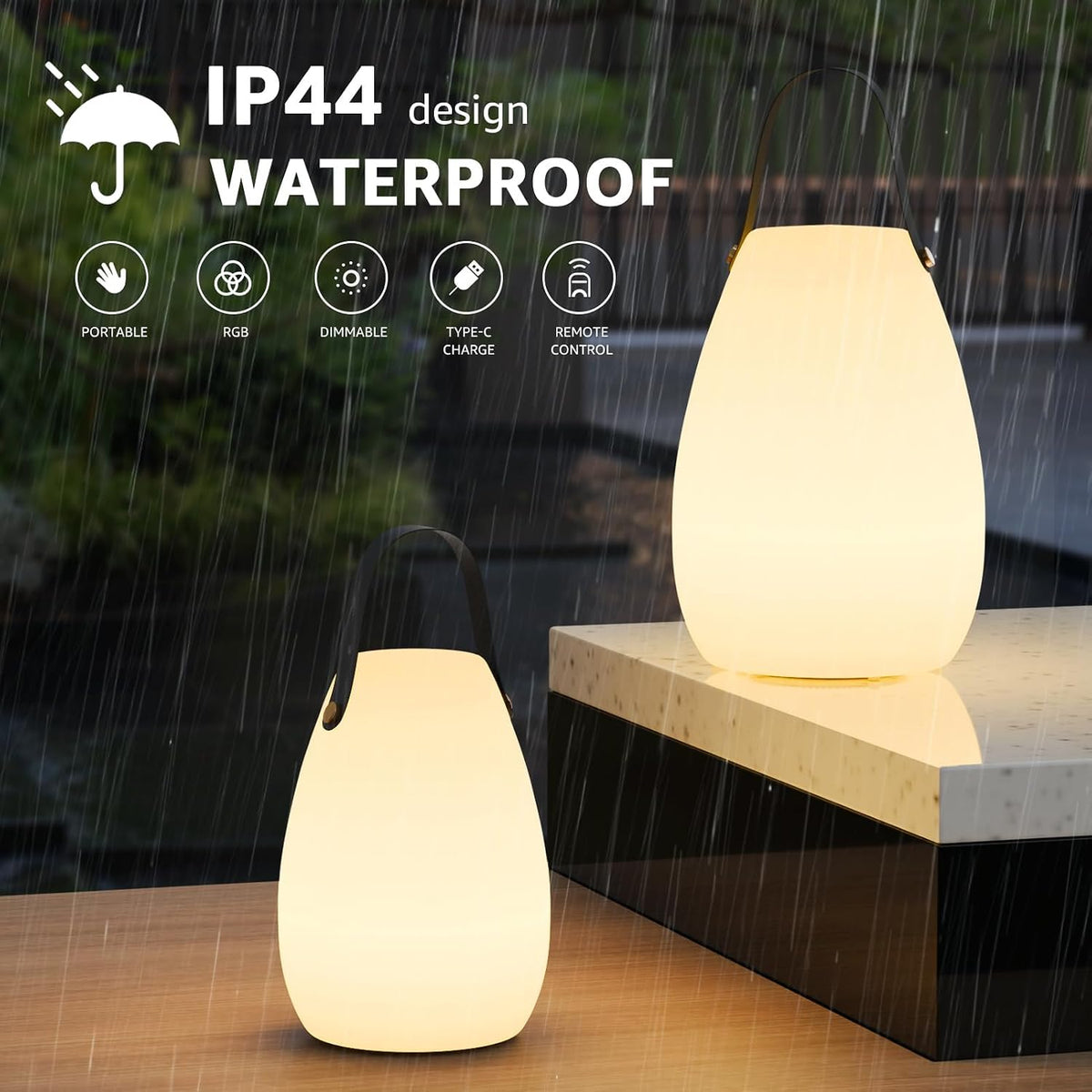uuffoo 2 Pack Rechargeable Portable Table Lamp with Remote