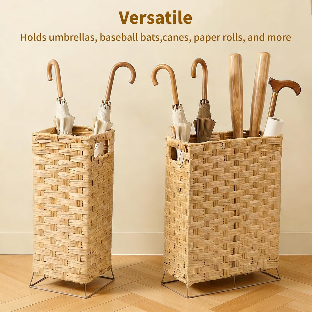 Rattan Umbrella Holder Basket Stand for Entryway