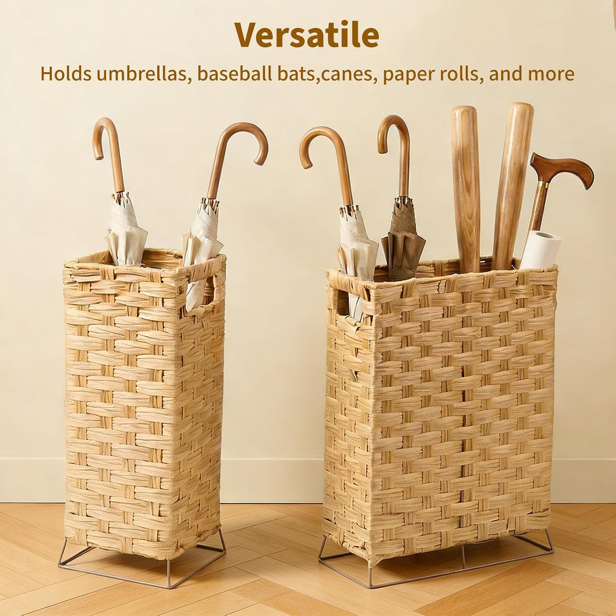 Rattan Umbrella Holder Basket Stand for Entryway