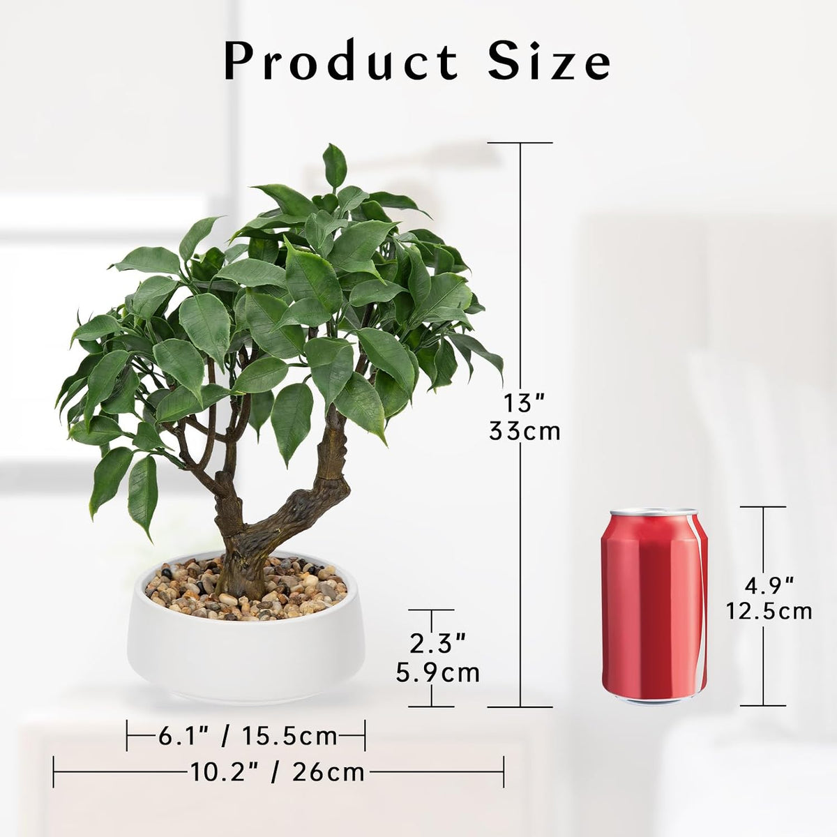 Artificial Bonsai Tree, Small Ficus Bonsai Tree 13" Indoor Bonsai Tree