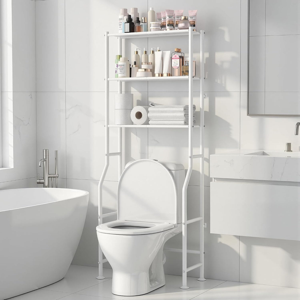 Livilord 3-Tier Over Toilet Storage, Anti-Wobble, White