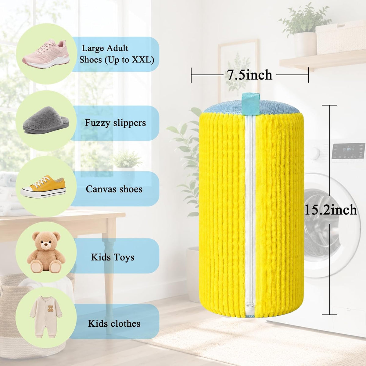 Shoe Washing Machine Bag for Washing Machine, Reusable Mesh Laundry Bag for Sneakers Shoes, Shoe Laundry Bag with Zipper Closure for Delicates, Travel, Household Laundry