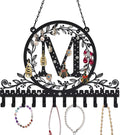 Personalized Wall Mounted Metal Initial Letter M Earring Holder Jewelry Organizer for Earrings and Necklaces Space Saving Wall Display with Hooks Jewelry Storage Bedroom Vanity Gift for Women
