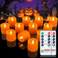 Homemory Orange Flameless LED Votive Tealight Candles & Timer Remote,24Pack