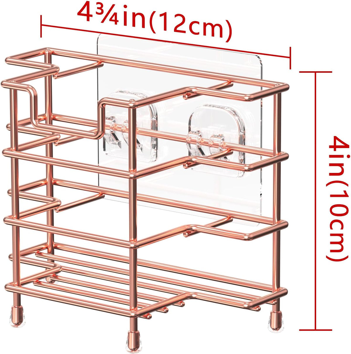 Linkidea Wall Mount/Countertop Toothbrush Holder for Shower, Stainless Steel Toothpaste Stand, 3 Slots Organizer Compatible with Colgate Extra Clean, Oral-B CrossAction (Rose Gold)
