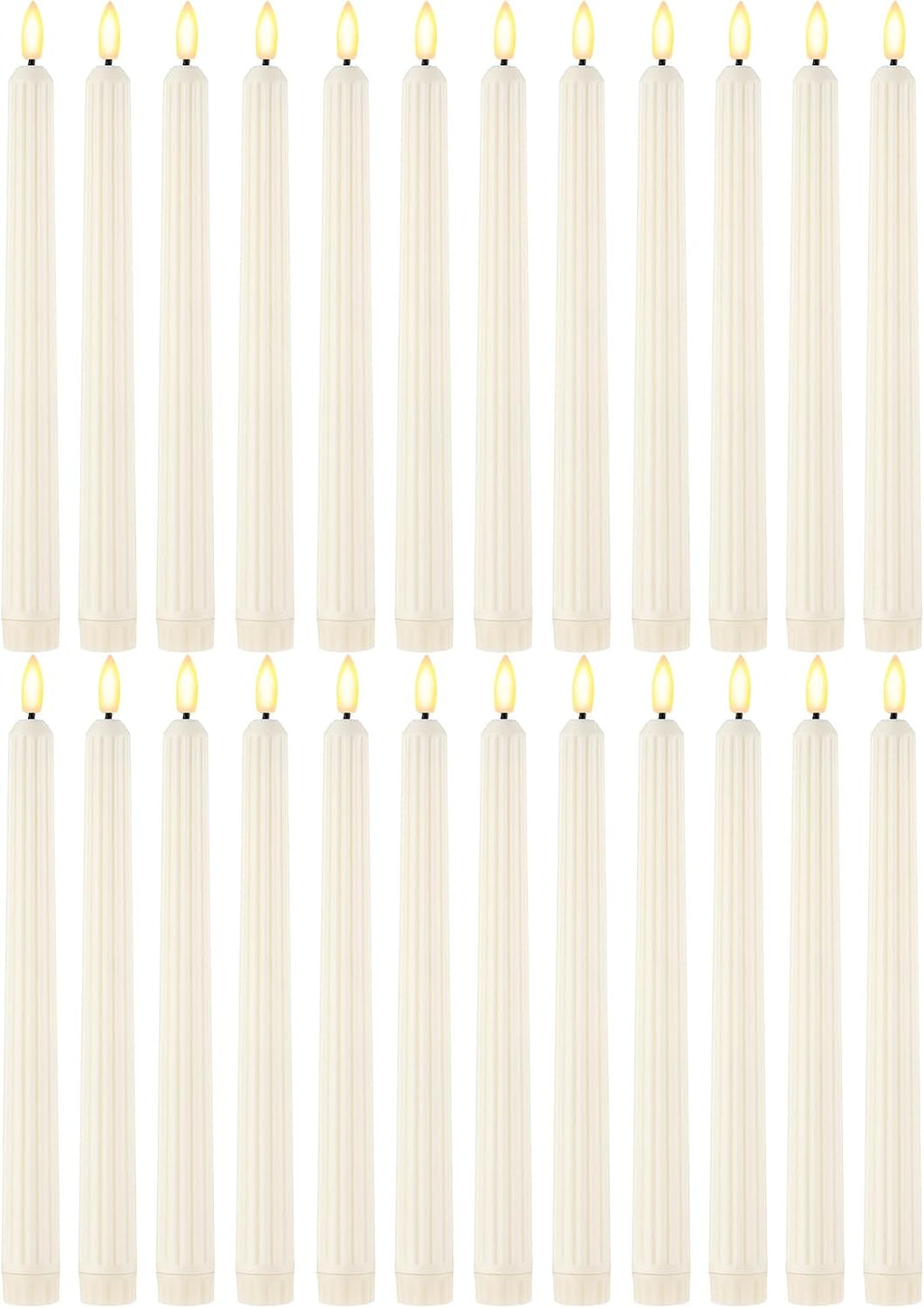 30 Pcs 11 Inch Flameless Taper Candles LED Candles Bulk, Roman Style,Ivory