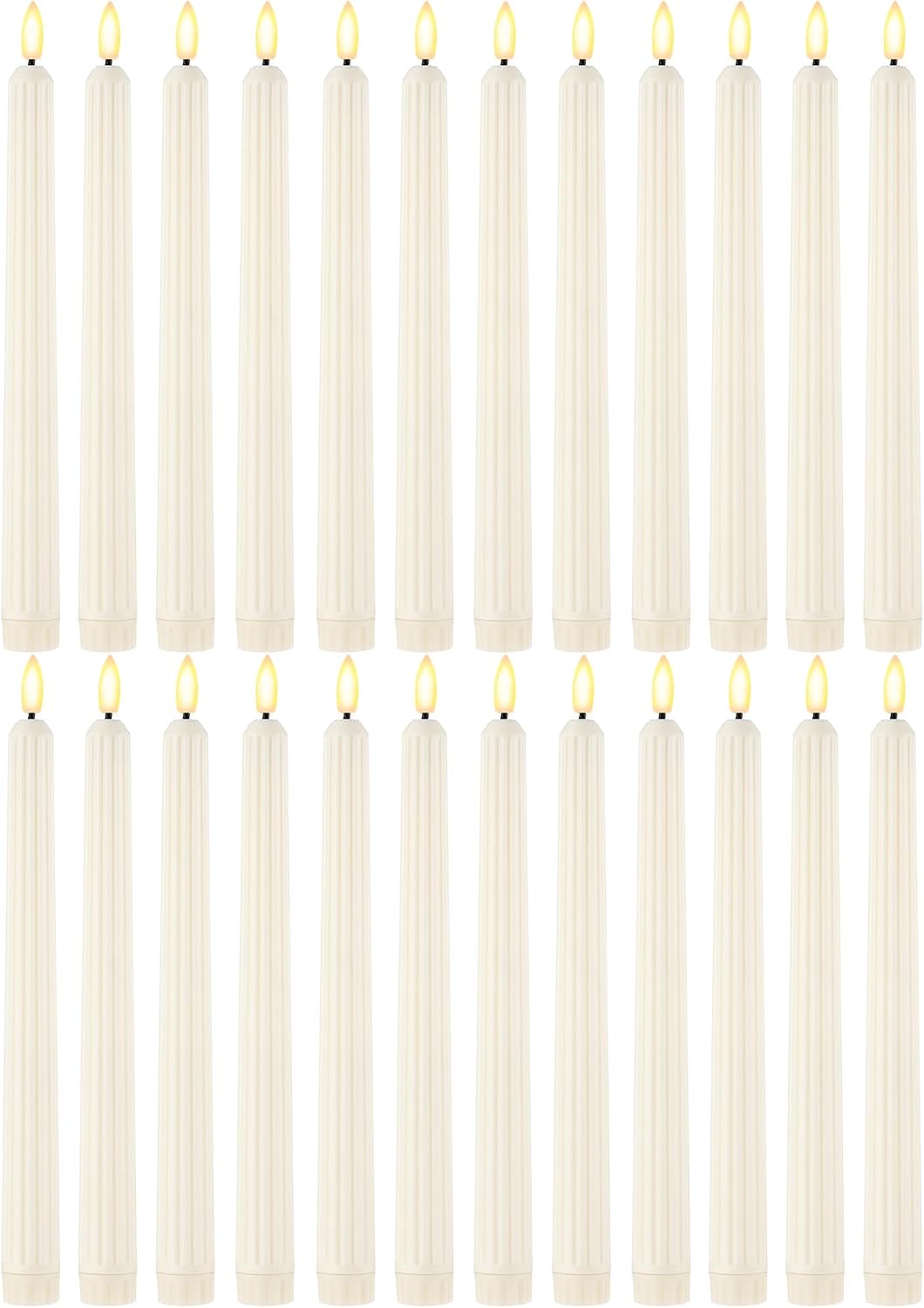 30 Pcs 11 Inch Flameless Taper Candles LED Candles Bulk, Roman Style,Ivory