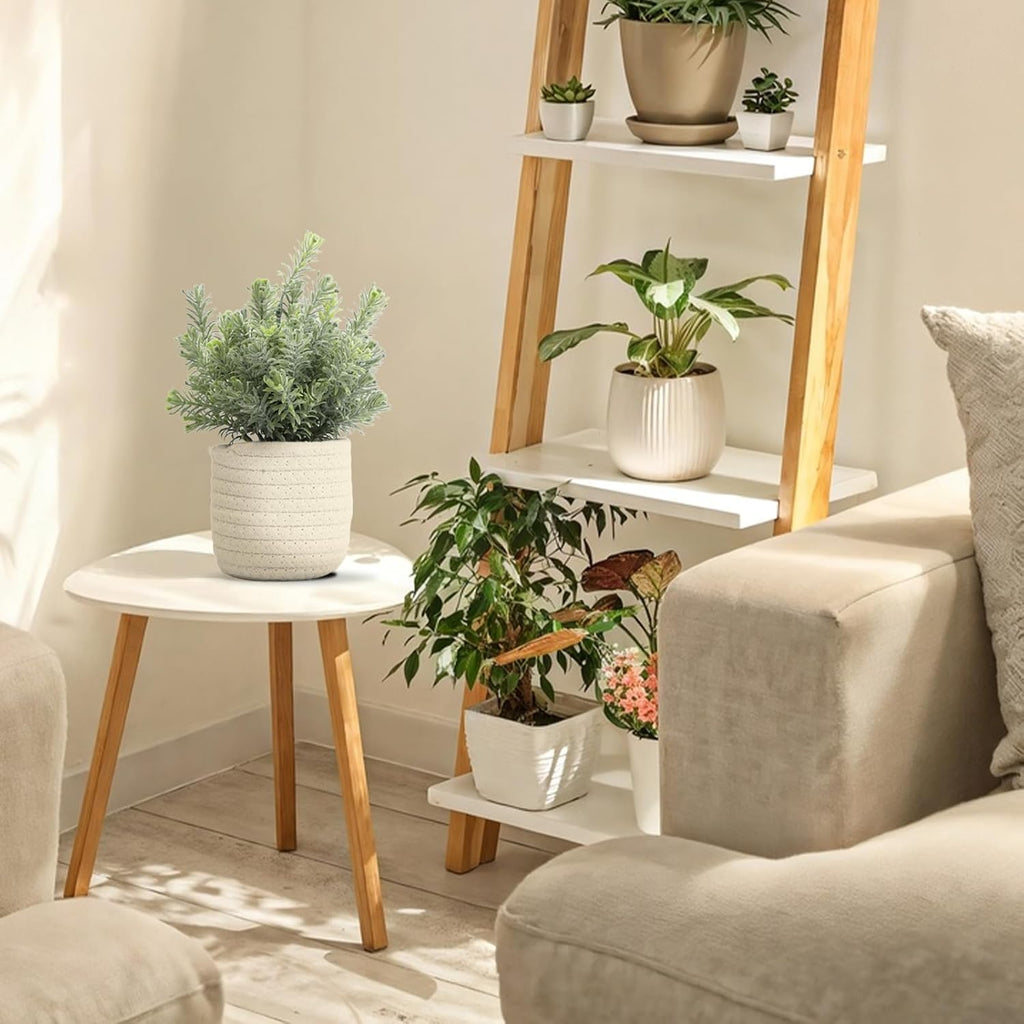 Hopewood Small Artificial Plants Eucalyptus with a Weave Basket Potted Plants for Home Office Desk Farmhouse Indoor Decor