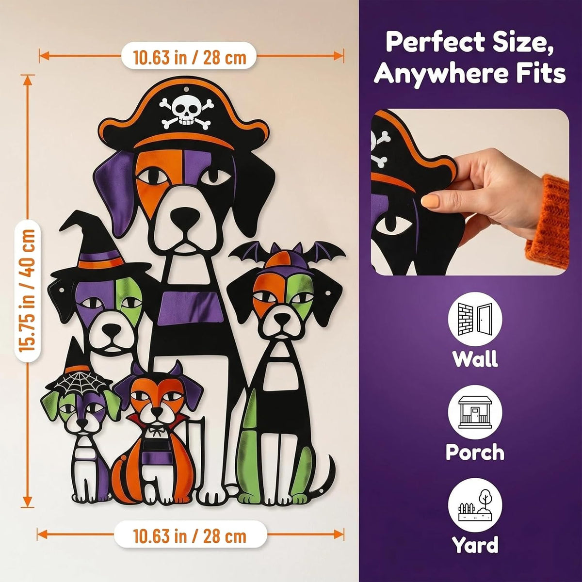WQLLWFC Halloween Decor Metal Dog Wall Art Fall Decorations for Home