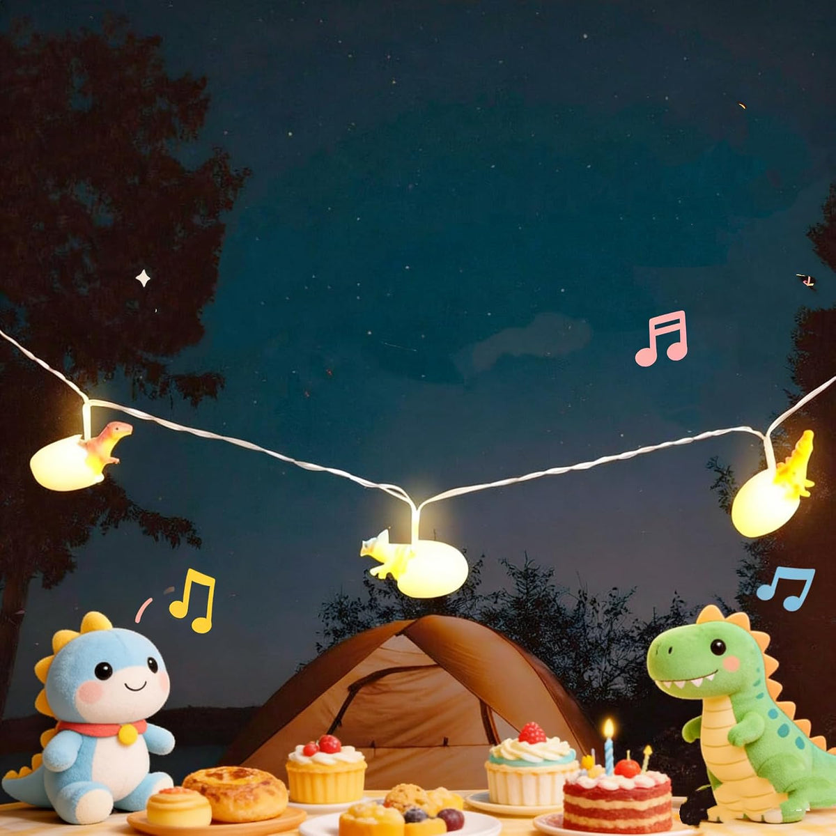 10Led Dinosaur Egg String Lights Battery Operated Dinosaur Lights String Realistic Looking Dino Light for Boys Bedroom Garden Patio Decoration