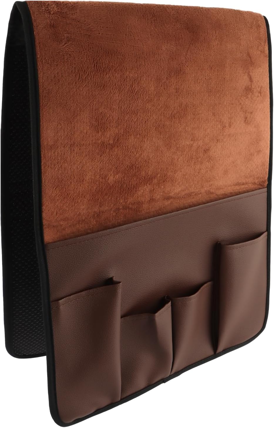 PU Leather Sofa Armrest Organizer with 5 Pockets, 35x13 Inch, Brown