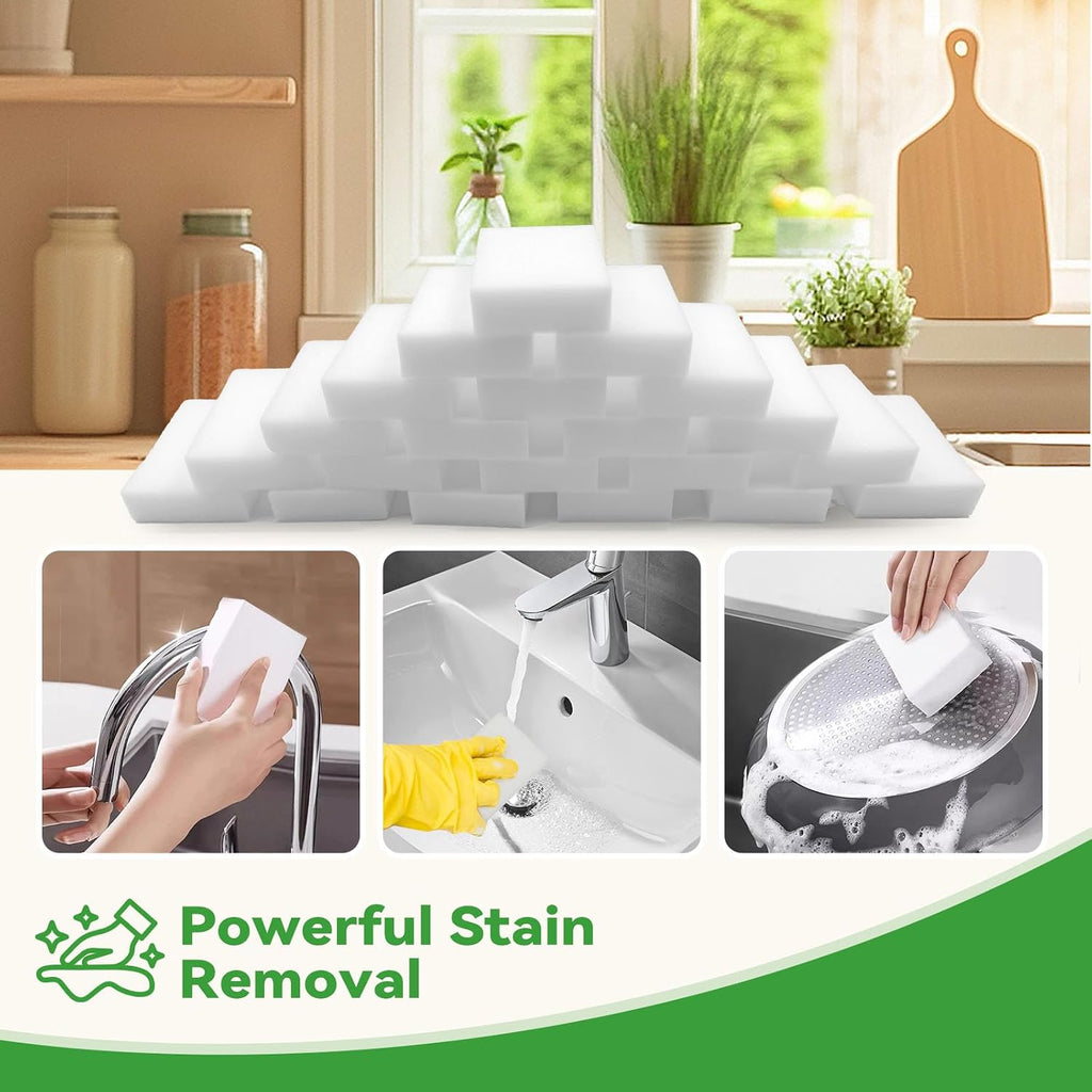 Magic Sponge Melamine Cleaning Eraser, Water-Activated Foam in Bulk (100)
