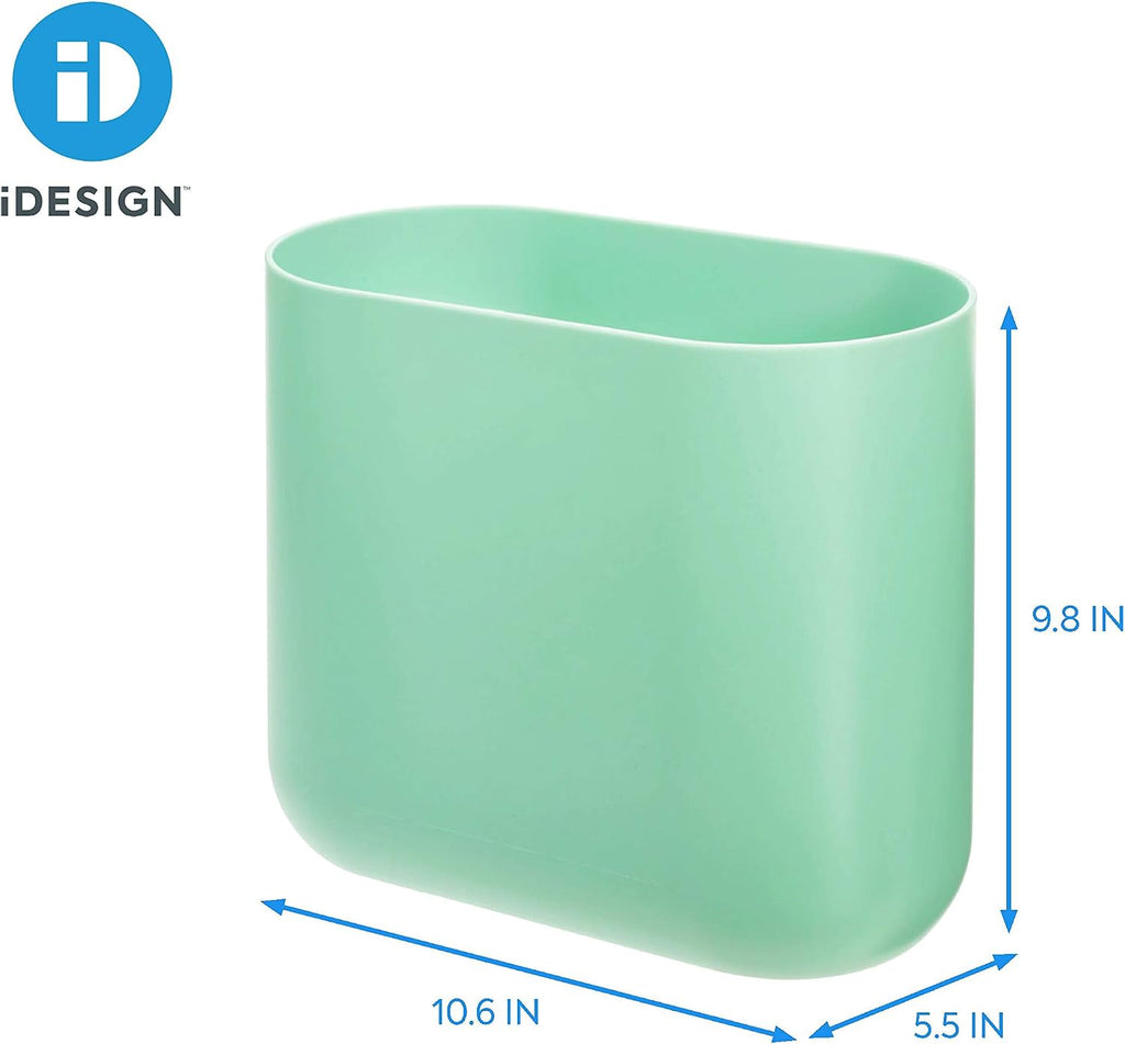 iDesign Small Slim Plastic Bathroom Trash Can, Blue, Waste Can (Pack of 2)