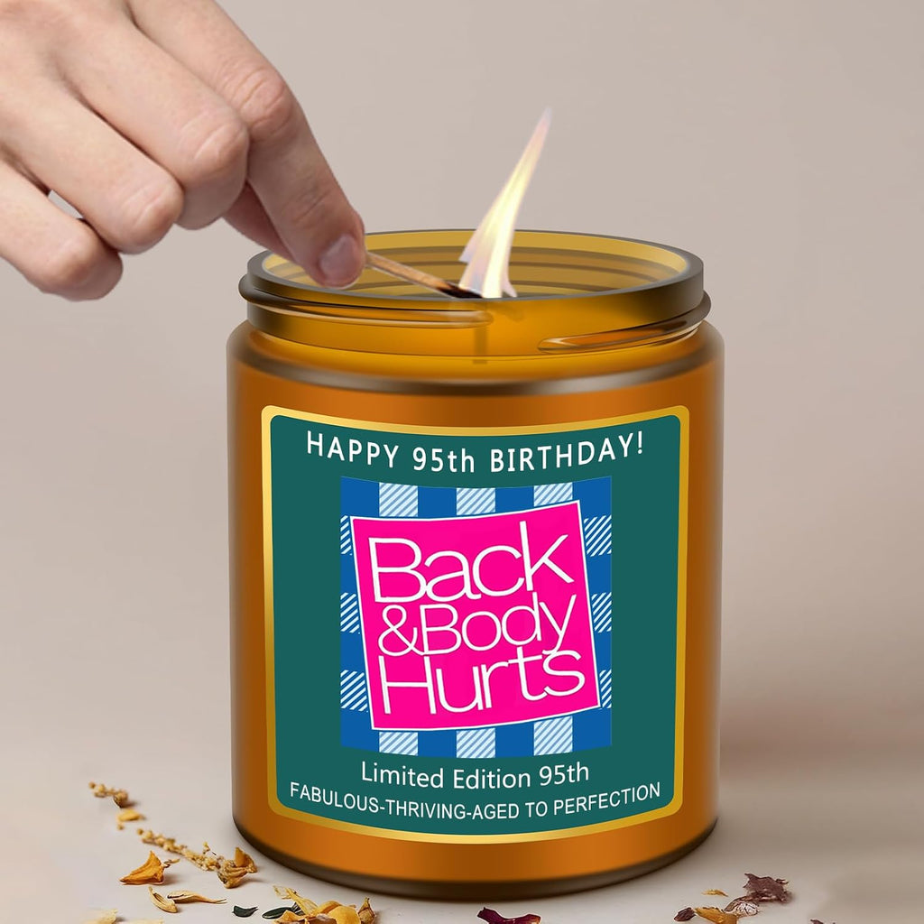 Happy 95th Birthday Gifts for Women Men - Lavender Scented Candle