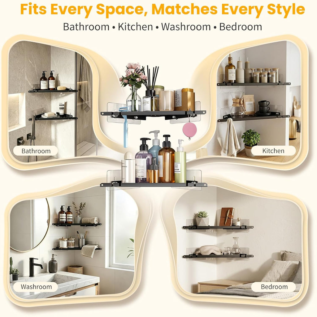 Corner Shower Caddy Adhesive, 2 Pack Shower Corner Organizer Shelf,No Drill