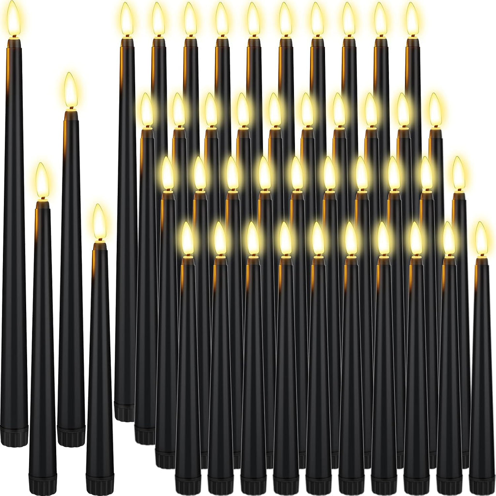 Rossesay 48 Pcs Flameless Taper Candles LED Taper Candles, Black