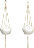 2 PCS Macrame Plant Hanger Hanging Planter 4 Legs Natural Cotton Rope Plant Hanger & Plant Holder 48 Inch for Square or Round Plant Pot 8-10 inch (Ivory Cotton)