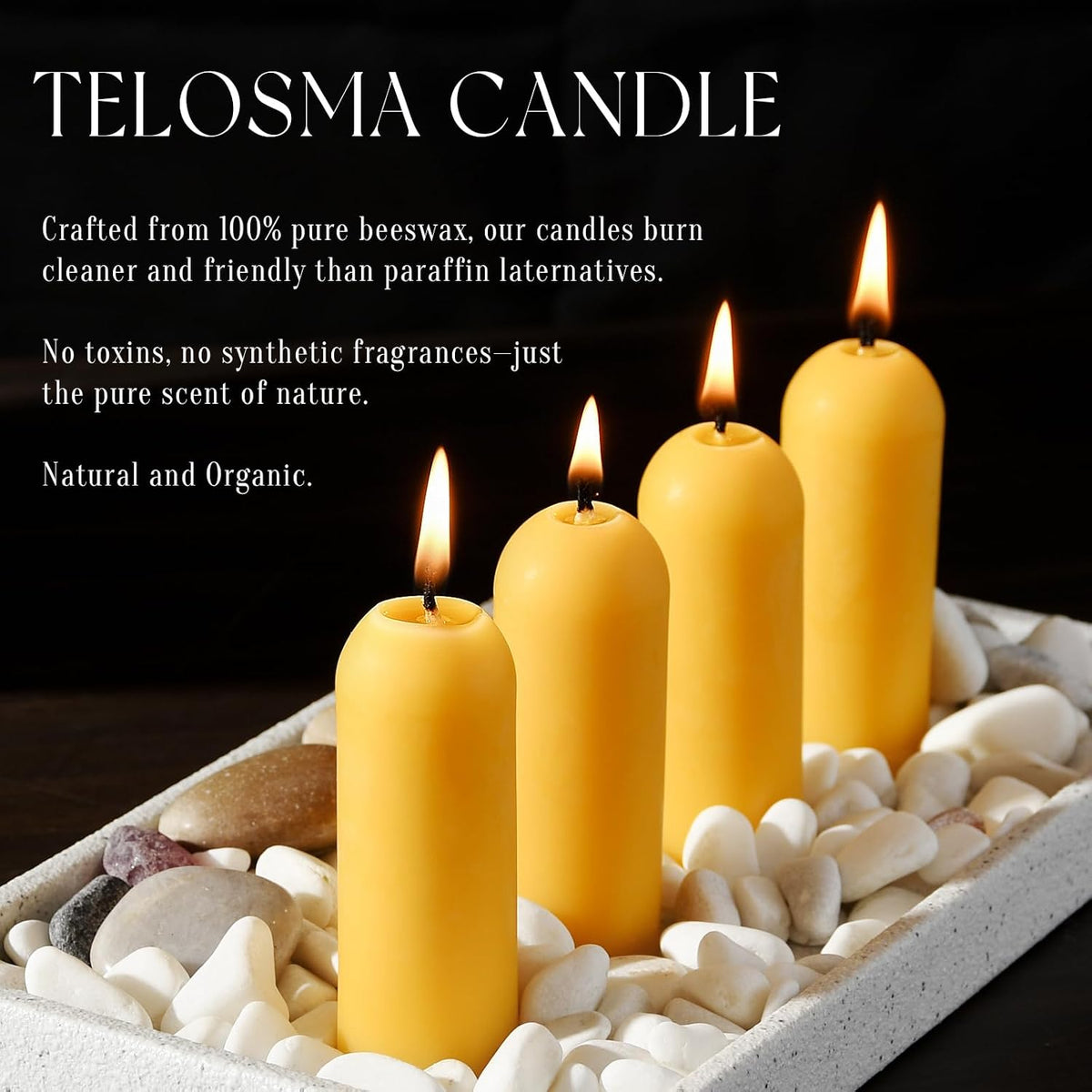 30 Pack Natural Thin Beeswax Pillar Candles, 1.3 inch Wide Dripless Candle